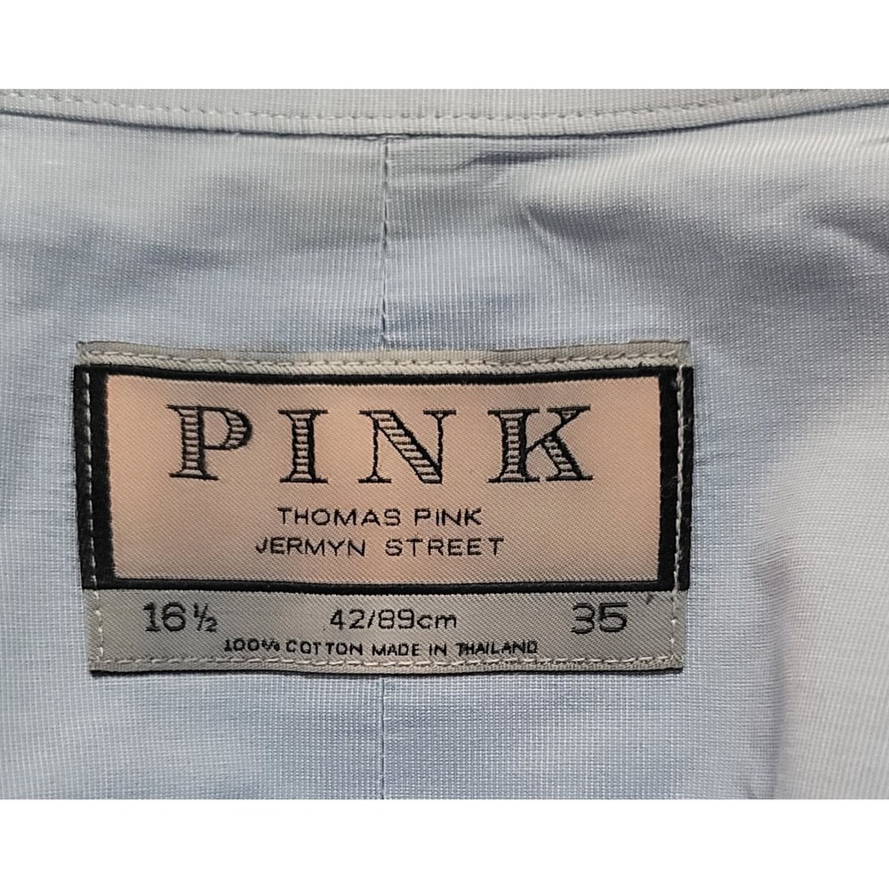Thomas Pink Men's French Blue Spread Collar FC Dress Shirt Size 16.5 X 35 - Picture 2 of 3
